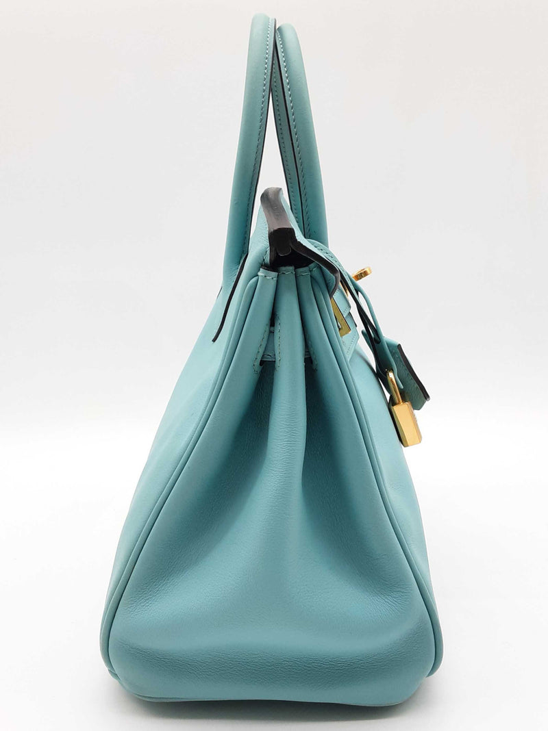 Hermes Birkin 25 Lagon Teal Swift Leather Gold Handbag Do0325lrrxzde
