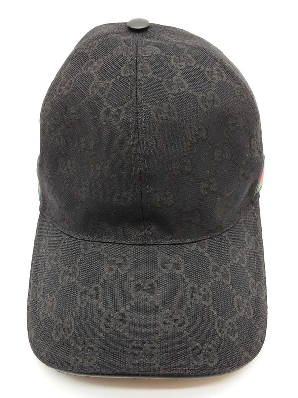 Gucci Black Gg Canvas Green Red Web Baseball Hat Size Xl Do1025lxzde