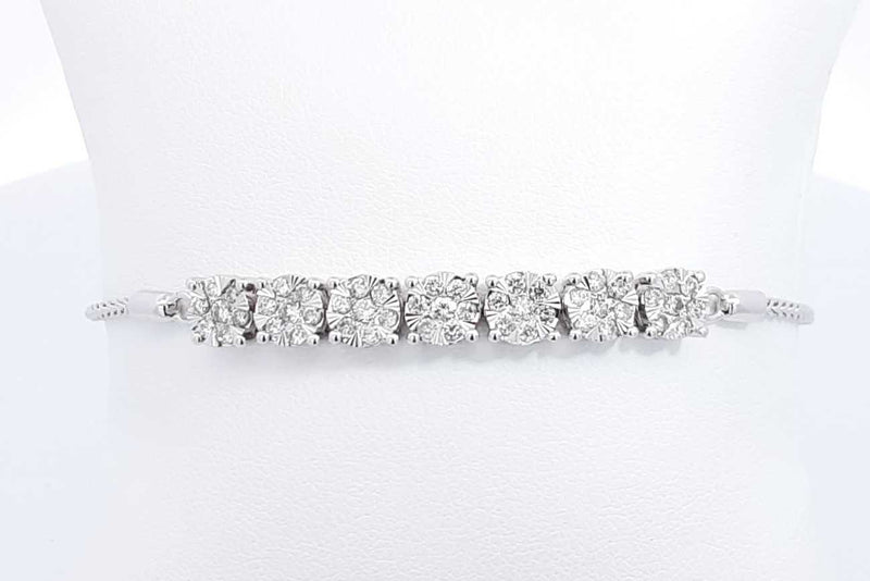 Approx. 4.5ctw Diamond Bolo Bracelet In 10k White Gold 8.3 Grams Eb0724crxdu