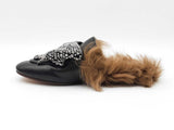 Gucci Princetown Crystal Bow Mules In Leather & Shearling Size 9 Fw0926lzxdu