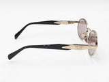 Prada Gold-tone Metal & Black Acetate Full Rim Oval Sunglasses Fw0226szdu
