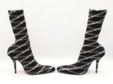 Balenciaga Losange Knife Boots In Black Logo Spandex Size Eu 38.5 Fw0925lzxdu