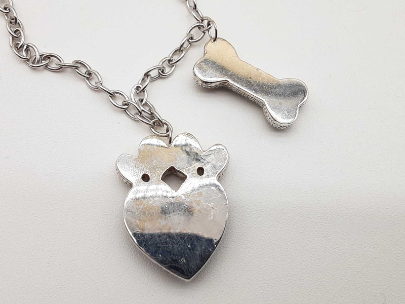 0.80 Cttw Diamonds 14k Wg 19.8g Dog Bone Pawprint Pendants Chain 18 In Do0525sxzde