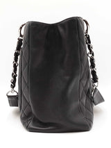 Chanel Grand Shopping Tote In Black Diamond-quilted Caviar Leather Fw1225lrzxdu