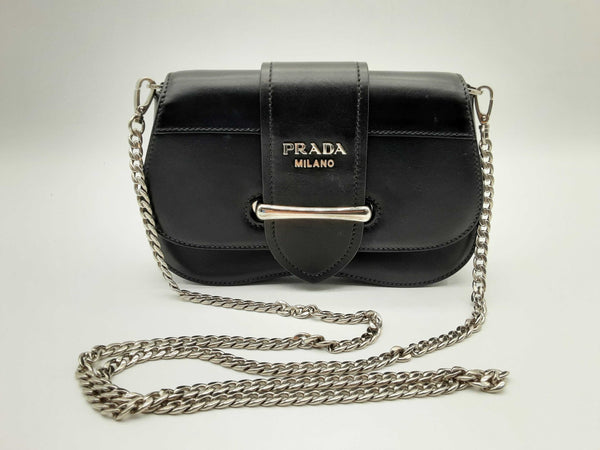 Prada Sidonie Convertible Black Leather Belt Crossbody Bag Do0424rxzde