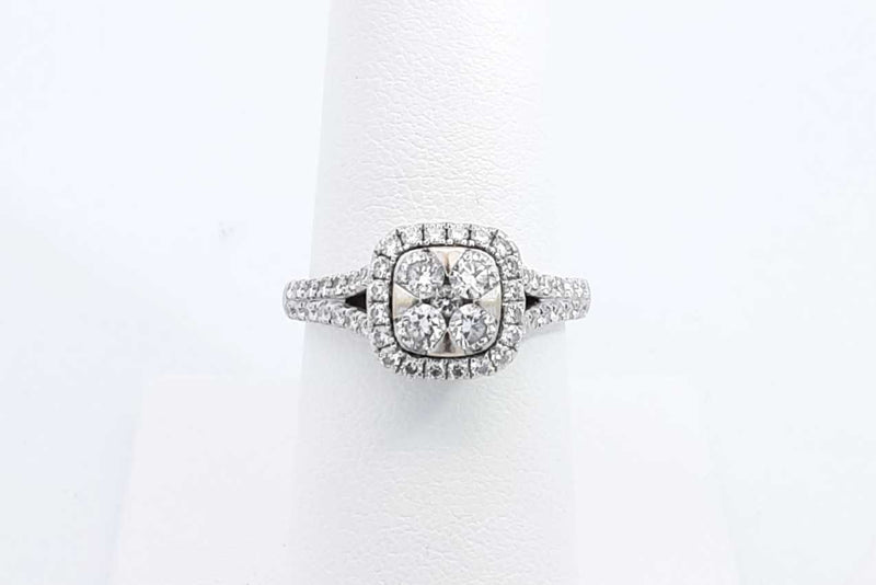 Approx. 0.7ctw Diamond Ring In 14k White Gold 4 Grams Size 7.5 Eb1024ooxdu