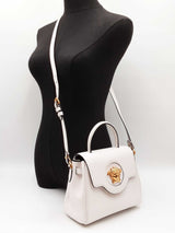 Versace La Medusa Small Top-handle Bag In White Leather Fw0626wrxdu