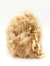 Bottega Veneta Chain Pouch In Beige Shearling Lambskin Fw0726irzdu