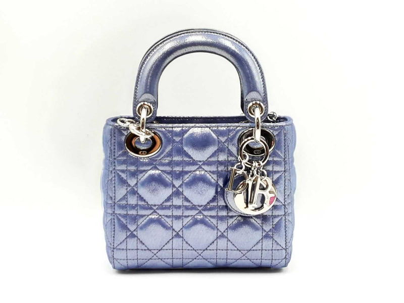 Christian Dior Mini Lady Dior Metallic Purple Handbag Fw0225erxdu