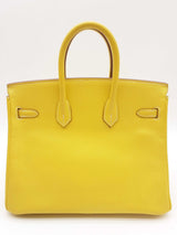 Hermes Birkin 25 Candy Lime Yellow Epsom Gray Interior Handbag Do0525lixzxde
