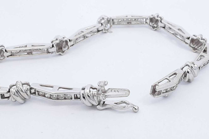 Approx. 1.35ctw Diamond Bracelet In 14k White Gold 12.3 Grams 7 Inch Eb0624icrsa