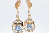 18k Yellow Gold Filigree Dangle Earrings With Blue Gemstones 8.9g Eb0526rirsa