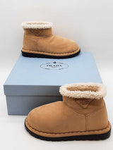 Prada Shearling Ecru Ankle Boots Size 38 Eb1225loxzde