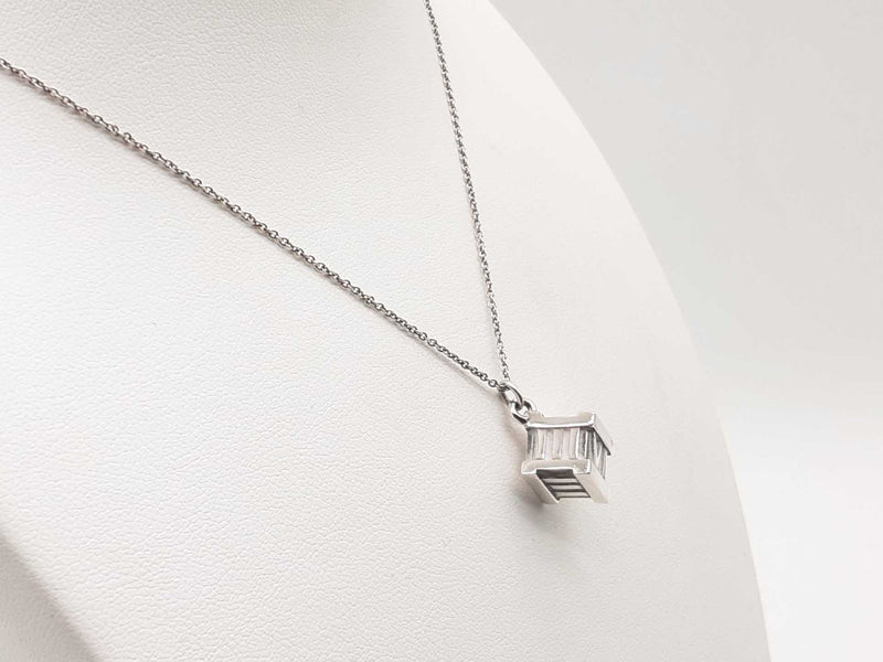 Tiffany & Co Sterling Silver Atlas Cube Necklace 18 In Lh0224oxzde