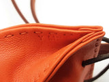 Hermes Shopping Bag Feu Orange Leather Bag Charm Do0625loxde