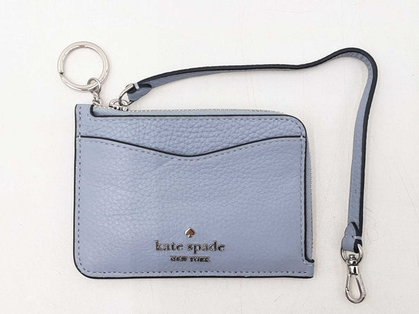 Kate Spade Leila Card Holder Wristlet Wallet In Blue Pebbled Leather Fw0925ozdu