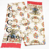 Gucci 100th Anniversary Double-sided Ivory & Red Silk Scarf Fw1225lzxdu