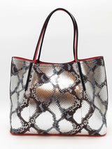 Christian Louboutin Cabarock Snake Embossed Silver Metallic Tote Bag Eb0326exzde