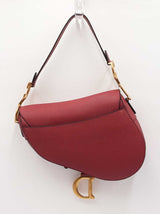 Christian Dior Medium Saddle Bag In Red Grained Leather Fw0126lzxzdu