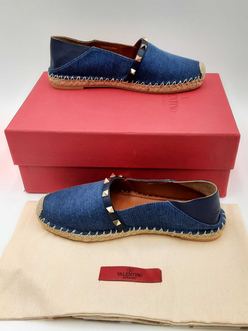 Valentino Denim Rockstud Espadrilles Size 36 Eb1124lxzdu