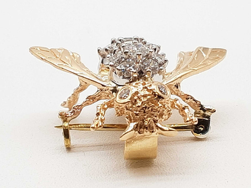 1.25 Cttw Diamonds 14k Two Tone Gold 8.3g Bee Pin Pendant Do0425irxde
