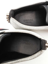 Gucci Silver Glitter Studded Web Sneakers Size 37.5 Eb0526lrxsa