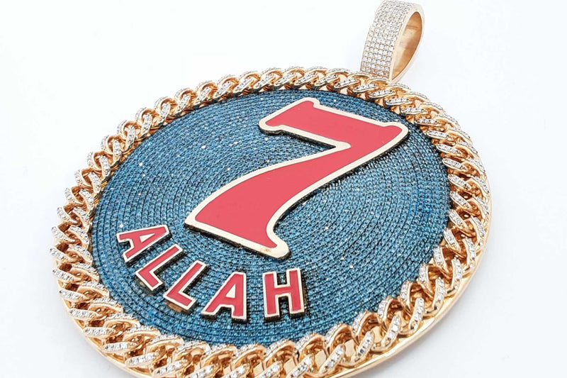 7 Allah Diamond Round Pendant In 10k Yellow Gold 95 Grams Eb1024lrxzsa