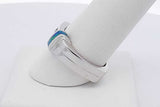 Blue Diamond & Opal Inlay 14k White Gold Ring 10.5 Grams Size 8.5 Eb1025prxsa