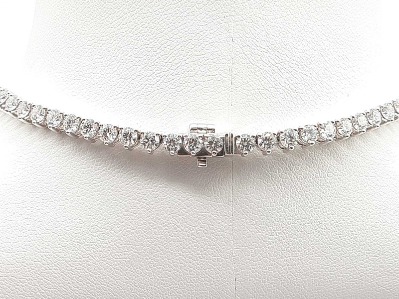 18k White Gold Lab Created Diamond Tennis Necklace Do1223irxzde