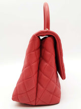 Chanel Coco Large Red Quilted Caviar Leather Top Handle Bag Do0825rzxzde