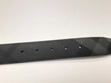 Burberry Black Charcoal Silver Check Canvas Leather Belt Size 34/85 Do0724exde