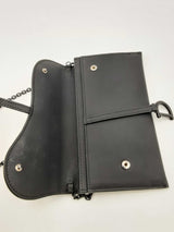 Christian Dior Ultramatte Black Leather Saddle Pouch With Chain Eb1024sxzsa