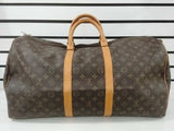 Louis Vuitton Brown Monogram Keepall 55 Duffle Bag Vc0826rwrmia