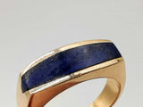 14k Yellow Gold 4.4g Lapis Lazuli Inlay Ring Size 3.25 Do0125oxzde