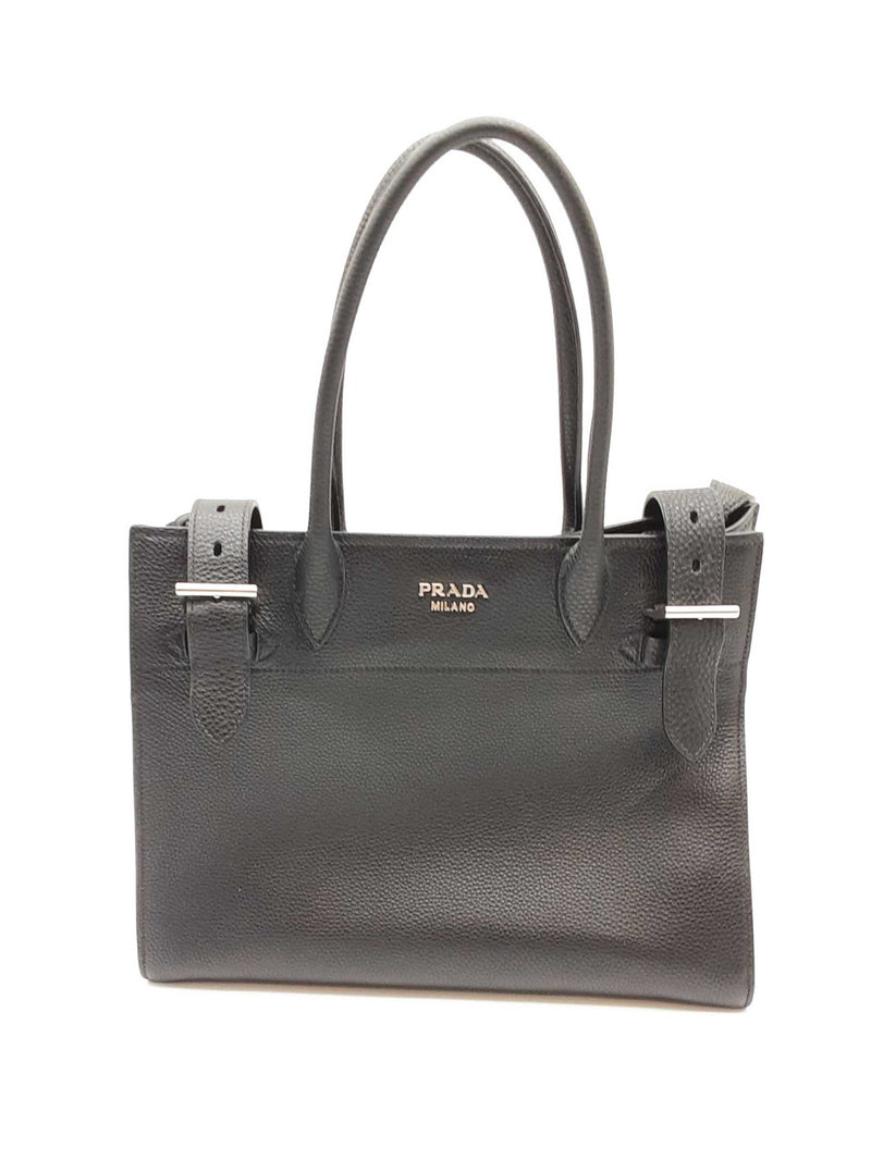 Prada Black Leather Buckle Tote Bag Sd0425irzde