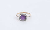 14k Yellow Gold Amethyst & Diamond Ring Size 7.5 2.42 Grams Eb0124lxzsa