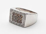 0.32 Cttw White Brown Diamonds 10k White Gold 5.3g Ring Size 6 Do0326oirde