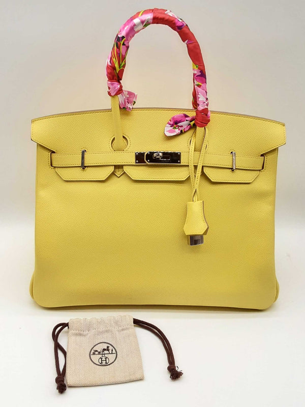 Hermes Birkin 35 Yellow Lime Epsom Palladium Handbag Dolxzxzde 144010023845