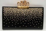 Alexander Mcqueen Black Leather Studded Knuckle Flat Clutch Eb0125wxzsa