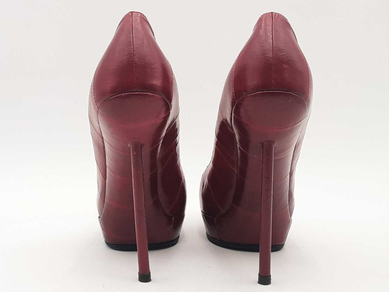 Yves Saint Laurent Rive Gauche Leather Pumps Red Size 7.5 Aa1025pzsa