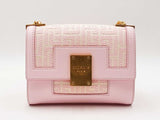 Balmain 1945 Pink & Beige Monogram Jacquard & Leather Shoulder Bag Fw0926wxzdu
