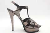 Yves Saint Laurent Tribute Gunmetal Metallic Platform Heels Size 39 Eb0626lrxsa