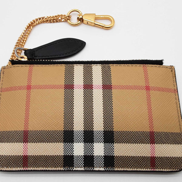 Burberry Kelbrook Check Coated Canvas Chain Coin Case