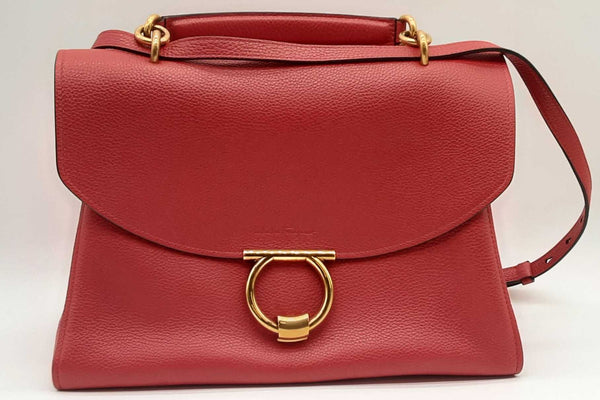 Salvatore Ferragamo Margot Red Leather Satchel Eb0424wxzde