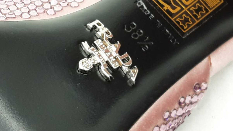 Prada Crystal Embellished Pink Satin Mules Size 38.5 Eb1225orxdu