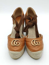 Gucci Gg Marmont Ankle Tie Wedge Espadrilles Size 35.5 Eb0926lrxsa
