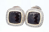 David Yurman Albion 925 Sterling Silver & 18k Yellow Gold Garnet Omega Back Earrings 17.8 Grams Eb1225lxzde