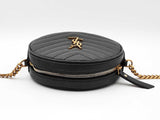 Yves Saint Laurent Round Camera Bag In Black Graine De Poudre Matelassé Leather Fw0626przdu