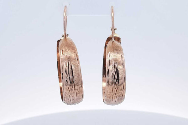 10k Rose Gold Etched Hoop Earrings 4.1 Grams Eb0824crsa