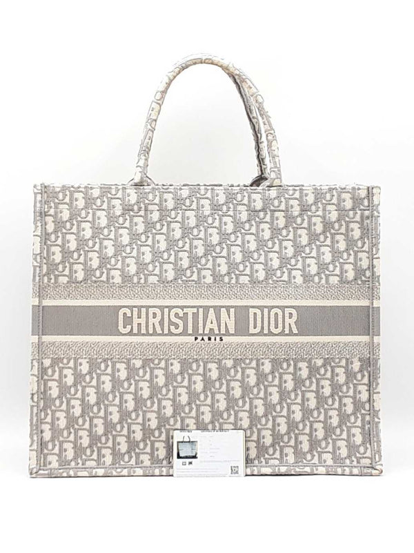 Christian Dior Large Book Tote In Gray Oblique Jacquard Fw0325lpzxdu